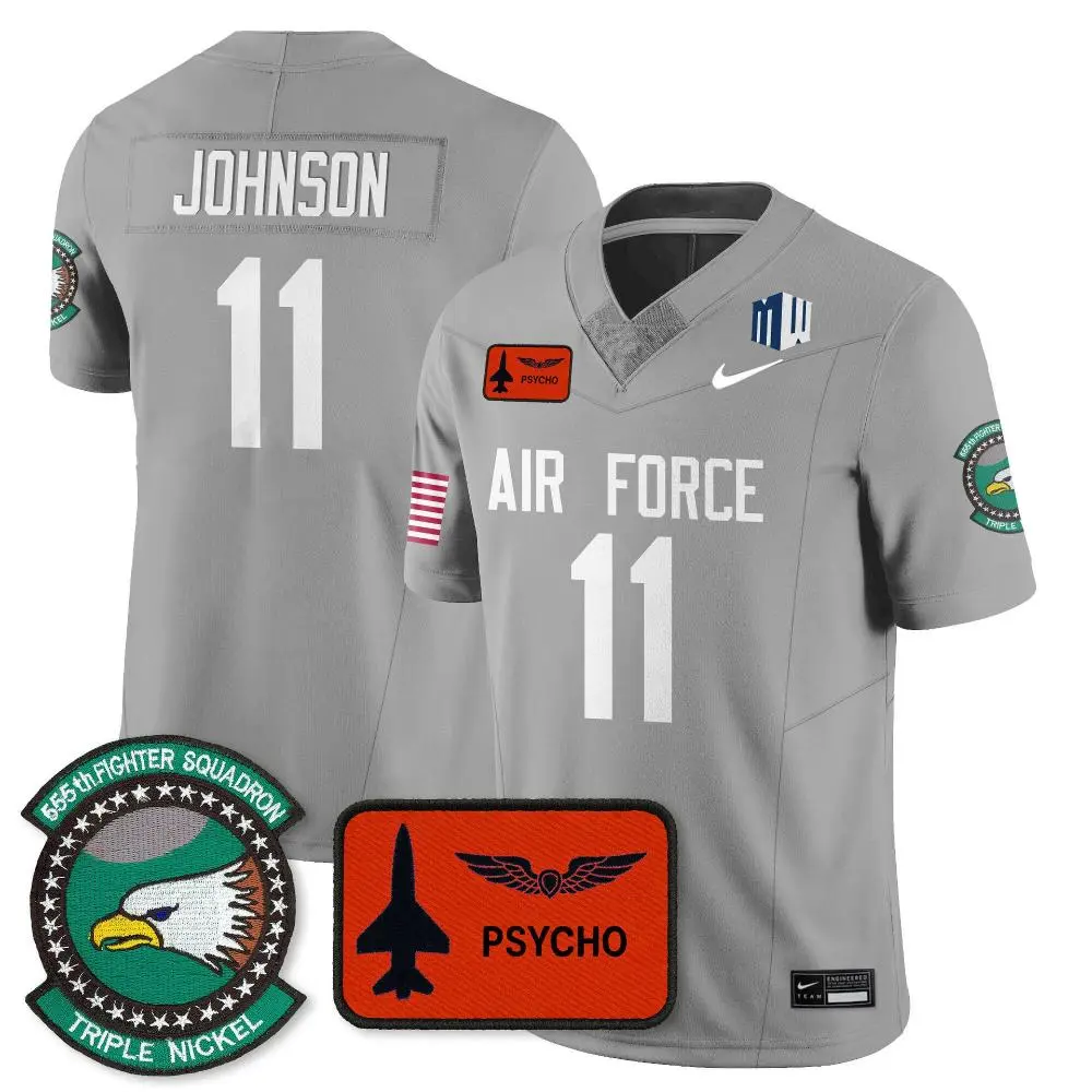 Air Force Falcons #11 Josh Johnson Nike Gray APLS Fighting Falcon Collection Football Game Jersey