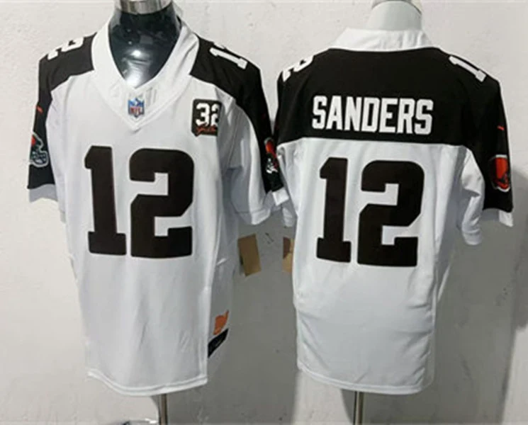 Mens Cleveland Browns #12 Shedeur Sanders Nike White Brown Gratitude F.U.S.E. Limited Jersey