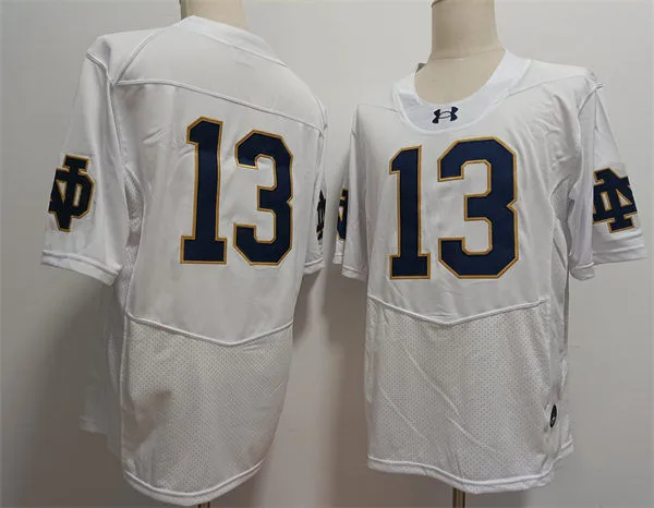 Mens Notre Dame Fighting Irish #13 CJ Carr 2025 White College Football Game Jersey