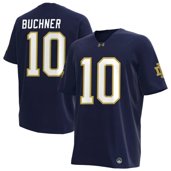 Mens Notre Dame Fighting Irish #10 Tyler Buchner 2025 Navy with Name College Football  Jersey