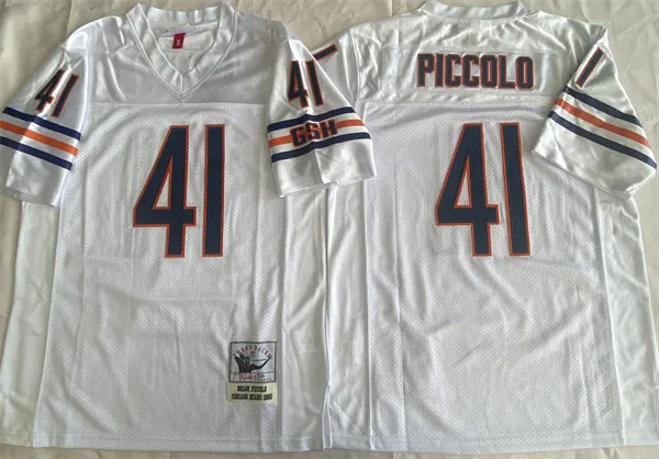 Mens Chicago Bears #41 Brian Piccolo White 1969 Mitchell & Ness Legacy Throwback Jersey