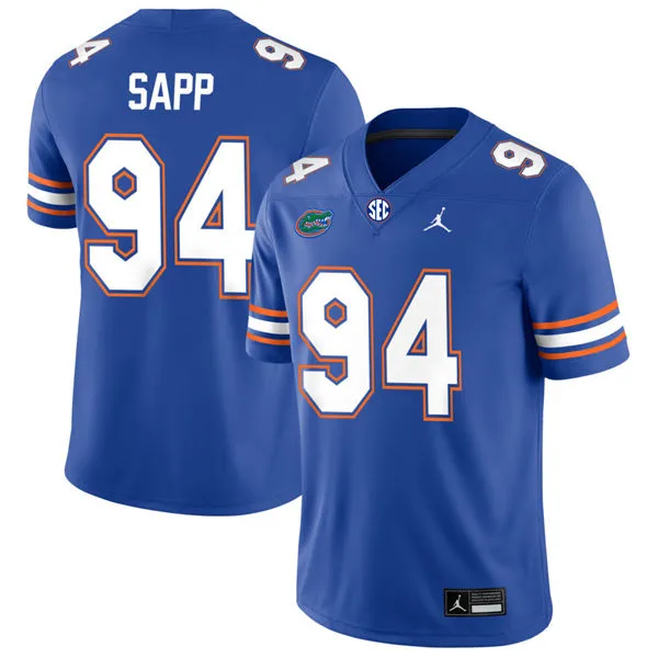 Florida Gators #94 Tyreak Sapp 2025 Royal Football Game Jersey