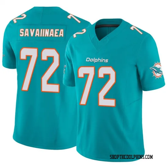 Mens Miami Dolphins #72 Jonah Savaiinaea Nike Aqua F.U.S.E. Vapor Limited Jersey