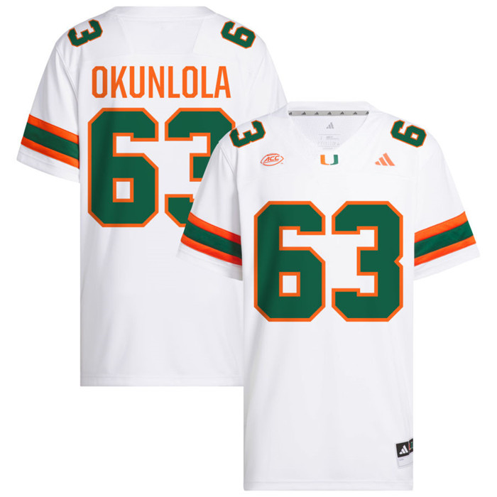 Miami Hurricanes #63 Samson Okunlola 2024 White College Football Game Jersey