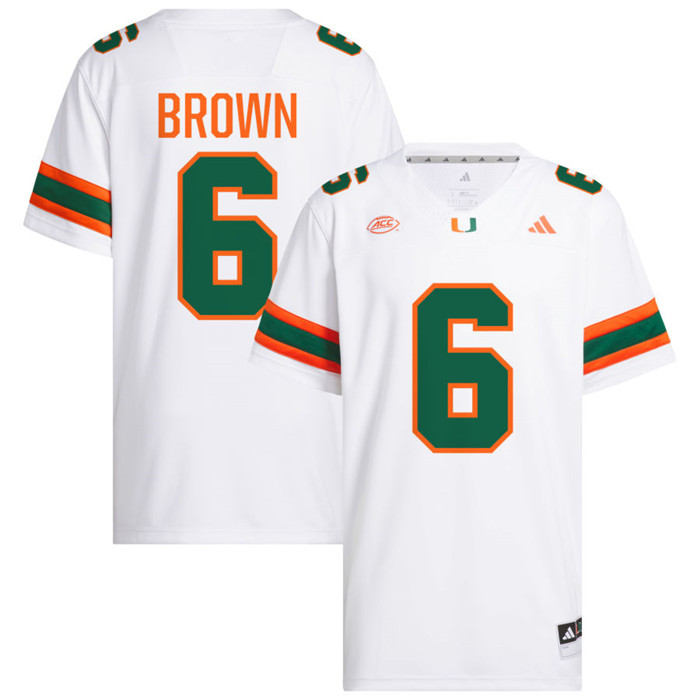 Miami Hurricanes #6 CharMar Brown 2024 White College Football Game Jersey