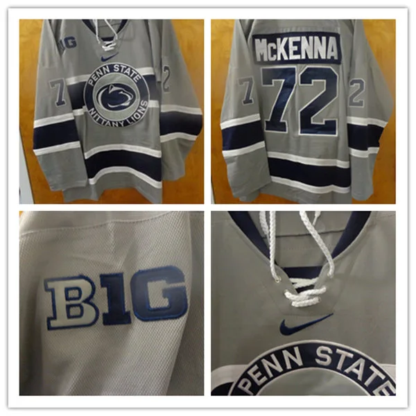Penn State Nittany Lions #72 Gavin McKenna 2025 Gray Hockey Game Jersey