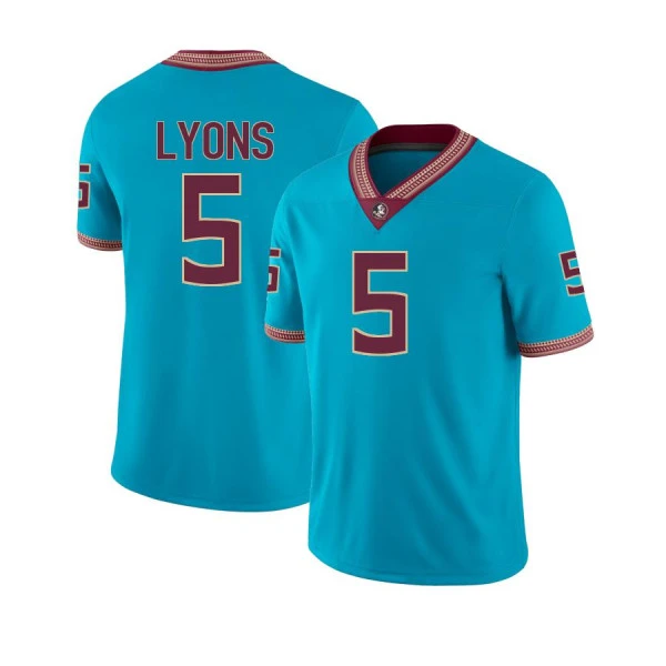 Florida State Seminoles #5 Daniel Lyons Nike 2025 Turquoise Alternate Football Jersey