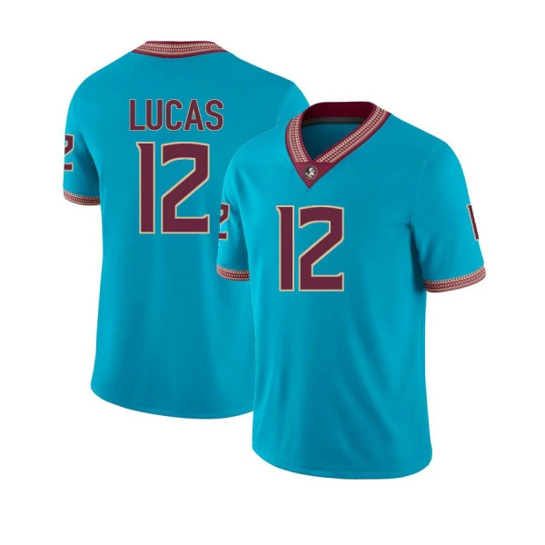 Florida State Seminoles #12 Jaylin Lucas Nike 2025 Turquoise Alternate Football Jersey