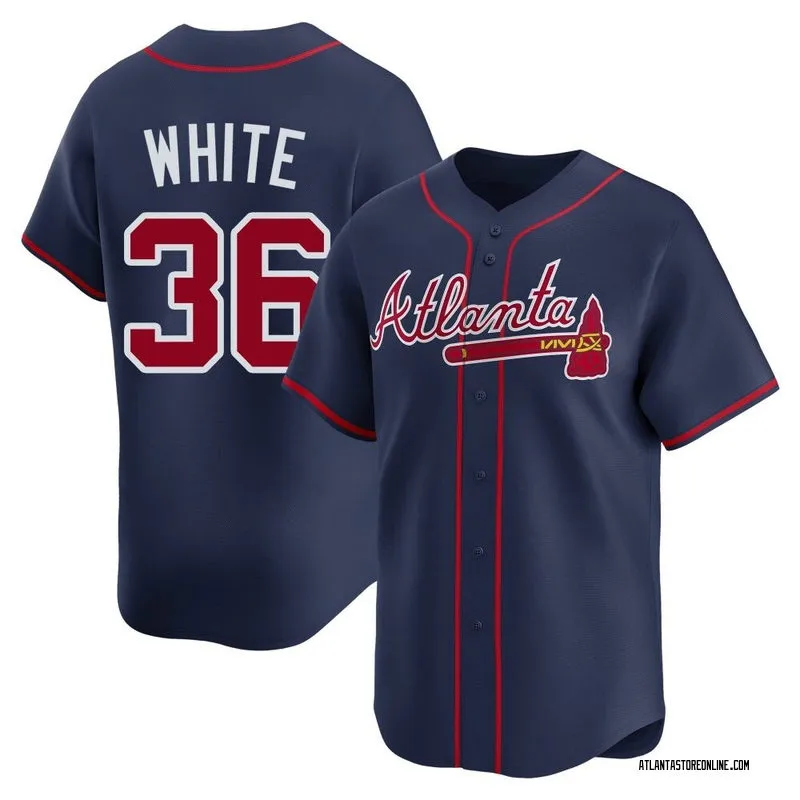 Men's Atlanta Braves #36 Eli White Nike Navy Red Strip Alternate Limited Player Jersey
