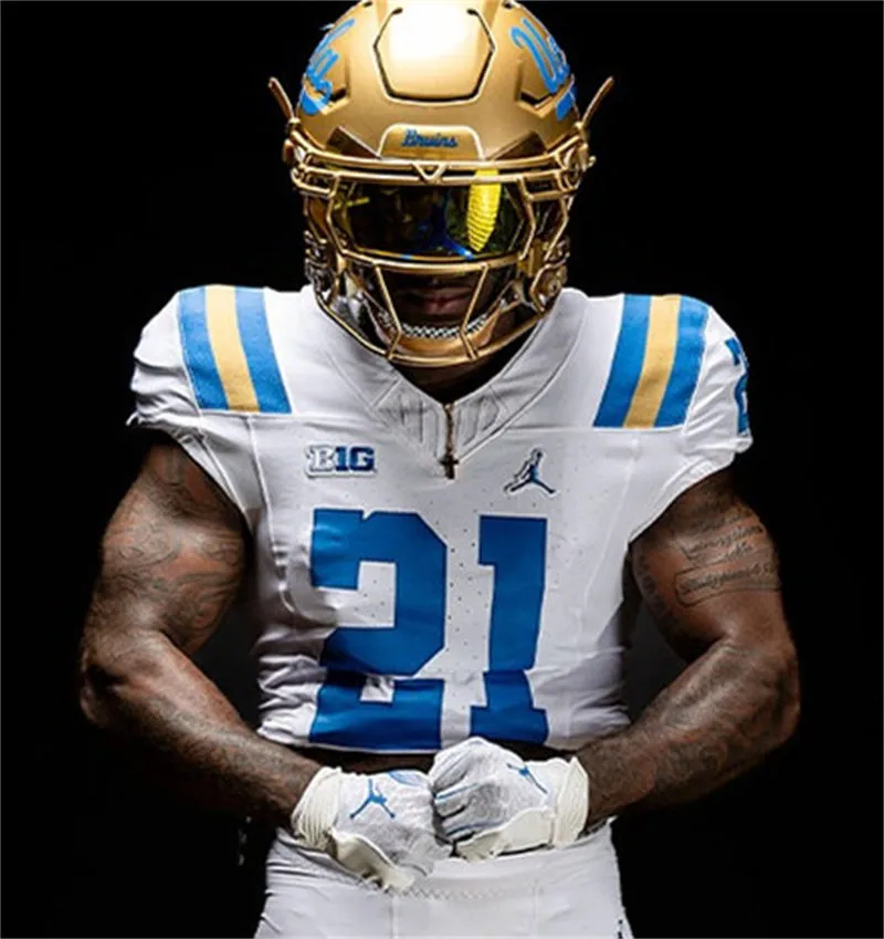 UCLA Bruins #21 Jaivian Thomas 2025 BIG White Football Game Jersey