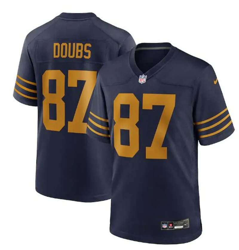 Youth Green Bay Packers #87 Romeo Doubs Nike Navy The 1923 Classic Game Jersey