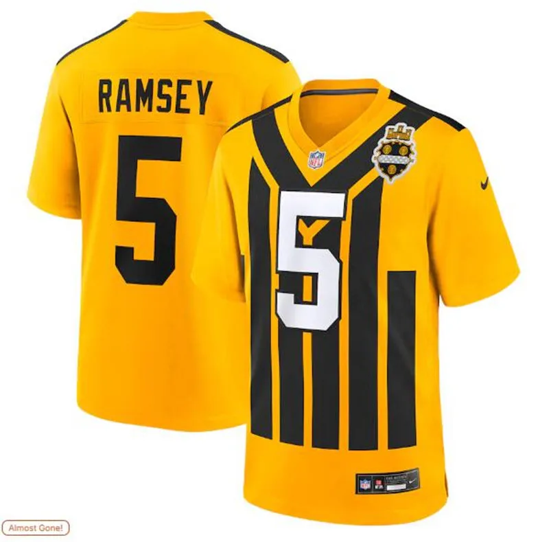 Men's Pittsburgh Steelers #5 Jalen Ramsey Nike Gold Alternate 1933 Throwback Game Jersey