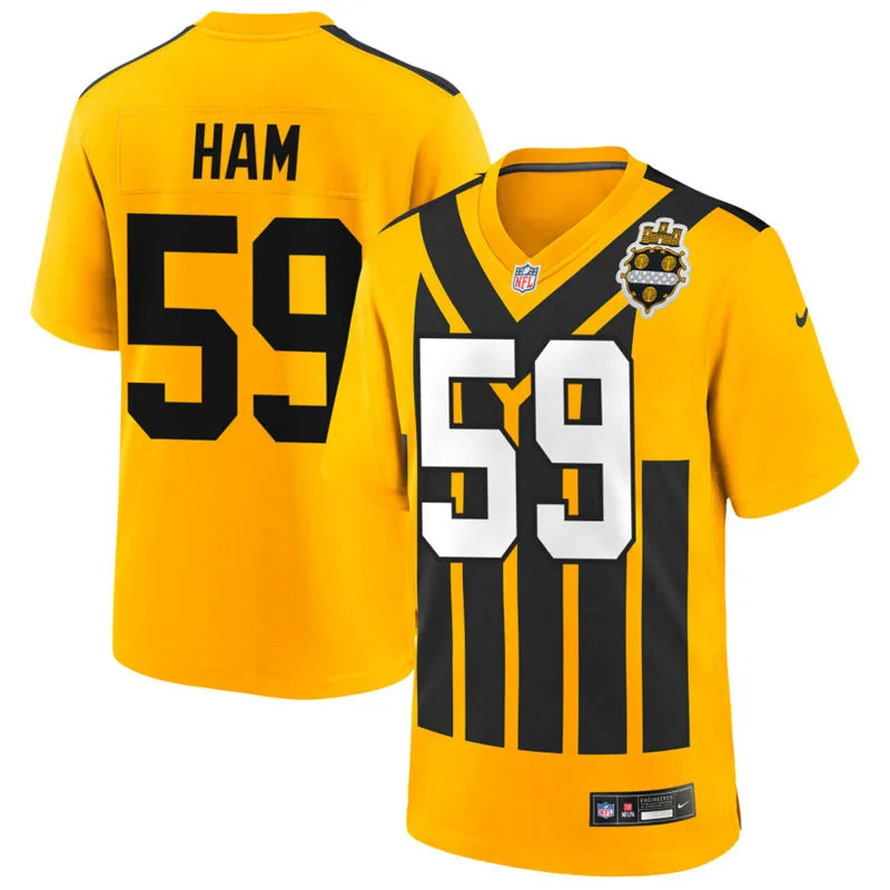 Mens Pittsburgh Steelers Retired Player #59 Jack Ham Nike Gold Alternate 1933 Throwback Game Jersey