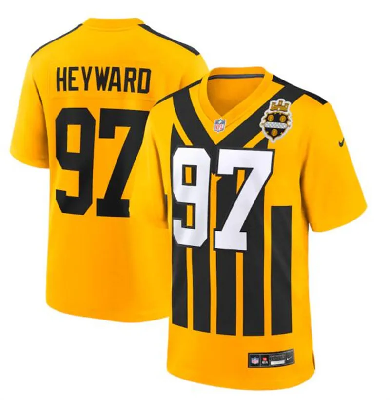 Mens Pittsburgh Steelers #97 Cameron Heyward Nike Gold Alternate 1933 Throwback Game Jersey