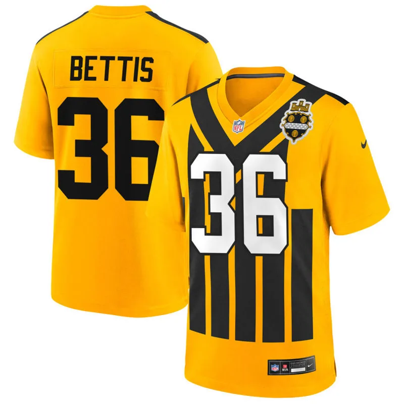 Mens Pittsburgh Steelers Retired Player #36 Jerome Bettis Nike Gold Alternate 1933 Throwback Game Jersey