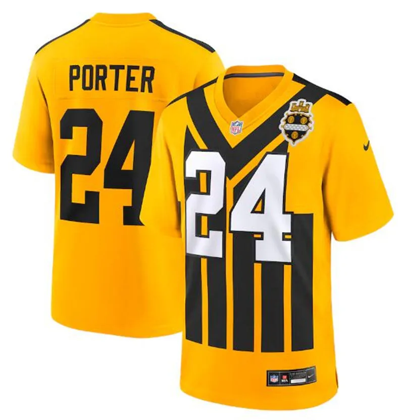 Men's Pittsburgh Steelers #24 Joey Porter Jr. Nike Gold Alternate 1933 Throwback Game Jersey