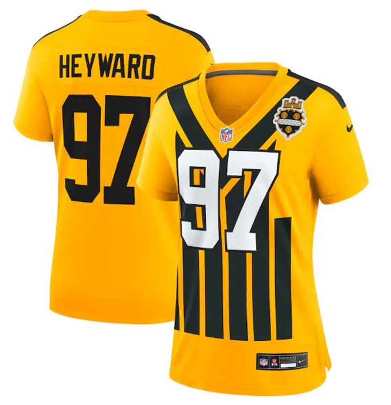 Women's Pittsburgh Steelers #97 Cameron Heyward Nike Gold Alternate 1933 Throwback Game Jersey