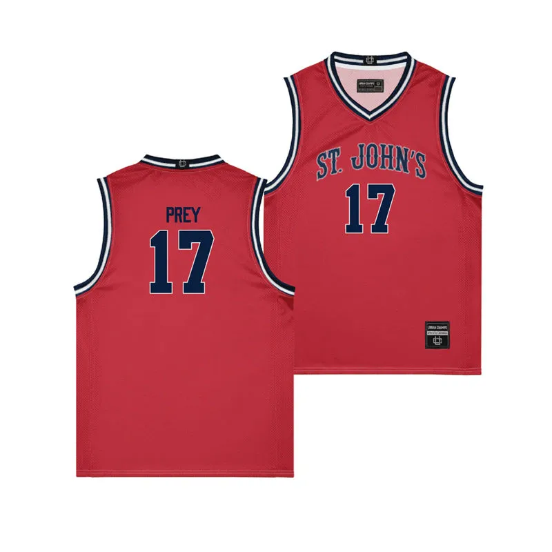 St. John's Red Storm #17 Ruben Prey 2025 Red Basketball Game Jersey