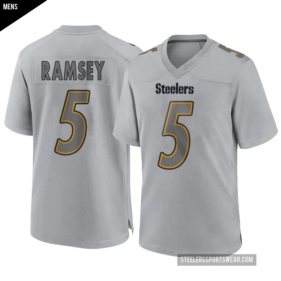 Mens Pittsburgh Steelers #5 Jalen Ramsey Gray Atmosphere Fashion Game Jersey