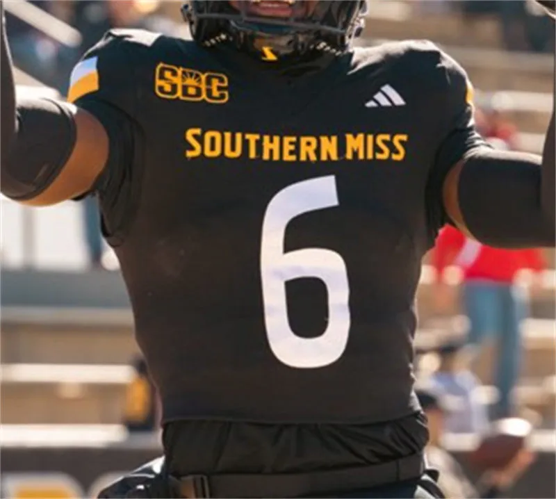 Southern Miss Golden Eagles #6 Micah Davis 2025 Black football Game Jersey