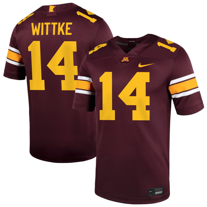 Minnesota Golden Gophers #14 Dylan Wittke 2025 Maroon Nike F.U.S.E. Liminted Football Game Jersey