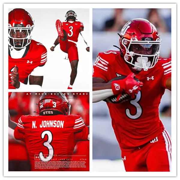 Utah Utes #3 Nate Johnson 2025 XII Red Retro College Football Throwback Jersey
