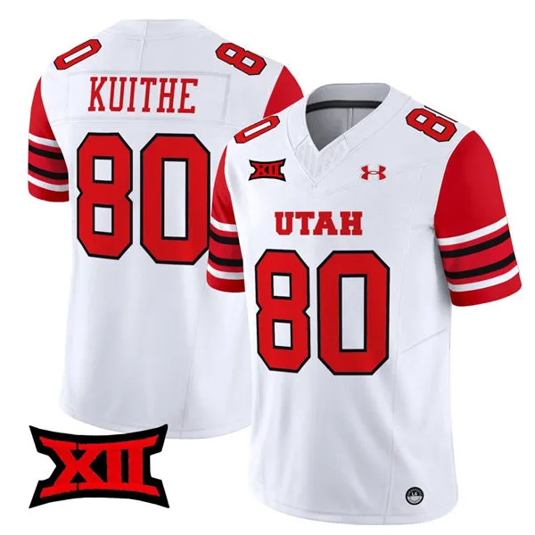 Utah Utes #80 Brant Kuithe 2025 XII White College Football Game Jersey