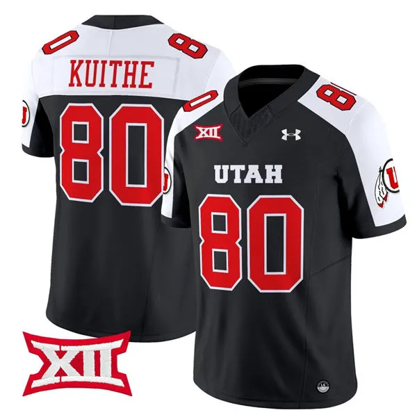 Utah Utes #80 Brant Kuithe Black White Gratitude Limited Football Jersey