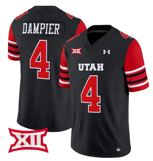 Utah Utes #4 Devon Dampier 2025 XII Black College Football Game Jersey