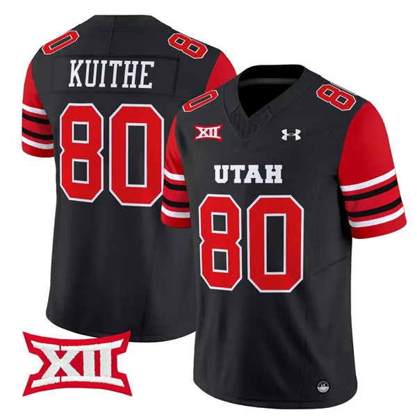 Utah Utes #80 Brant Kuithe 2025 XII Black College Football Game Jersey