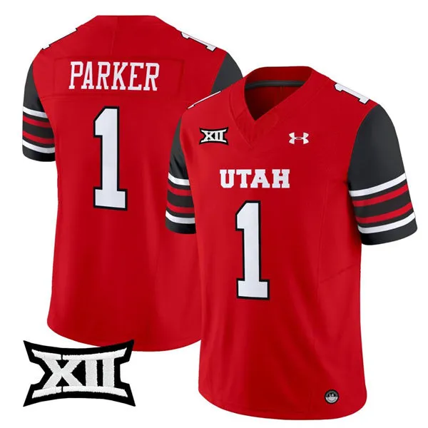 Utah Utes #1 Wayshawn Parker 2025 XII Red College Football Game Jersey