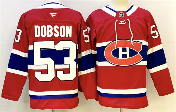 Mens Montreal Canadiens #53 Noah Dobson Fanatics Home Red Jersey
