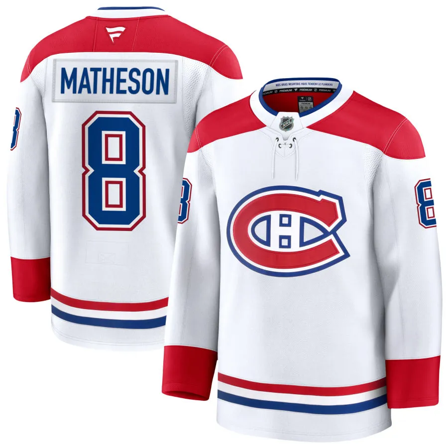 Mens Montreal Canadiens #8 Mike Matheson Fanatics White Away Jersey