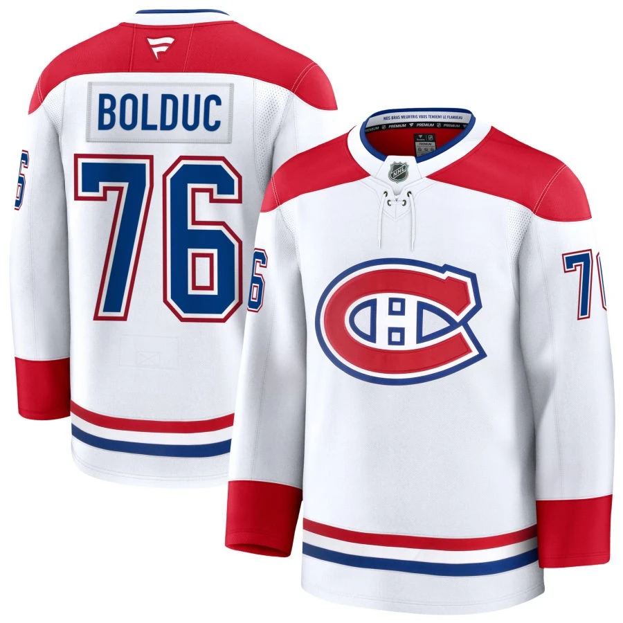 Mens Montreal Canadiens #76 Zachary Bolduc Fanatics White Away Jersey