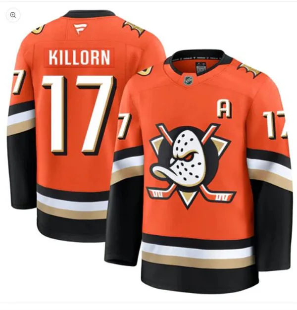 Mens Anaheim Ducks #17 Alex Killorn Fanatics 2025 Orange Home Jersey