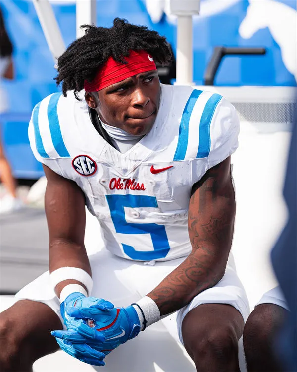 Ole Miss Rebels #5 Kam Franklin 2025 White Blue College Football Game Jersey