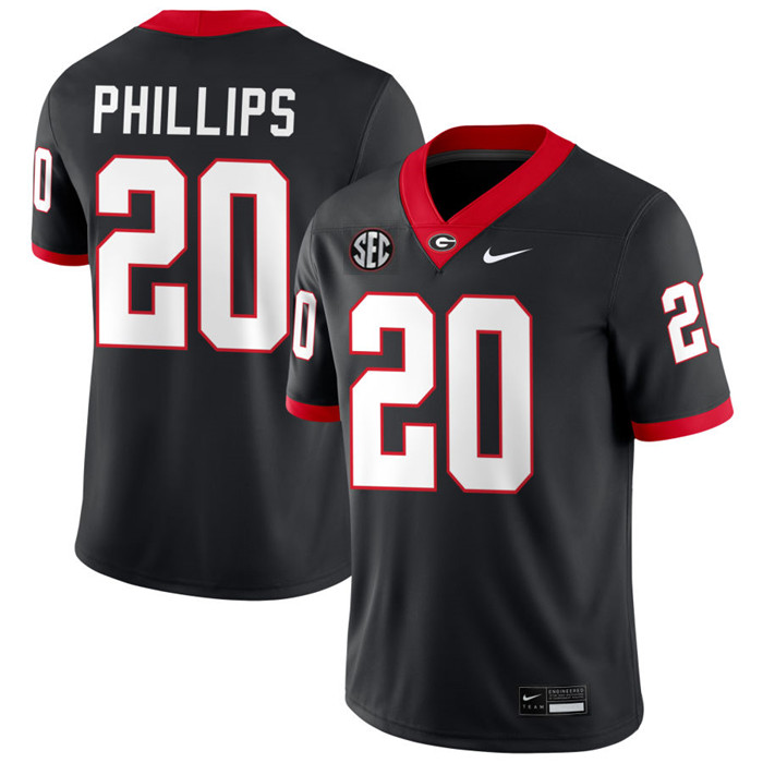Georgia Bulldogs #20 Dwight Phillips jr. Black College Football Game Jersey