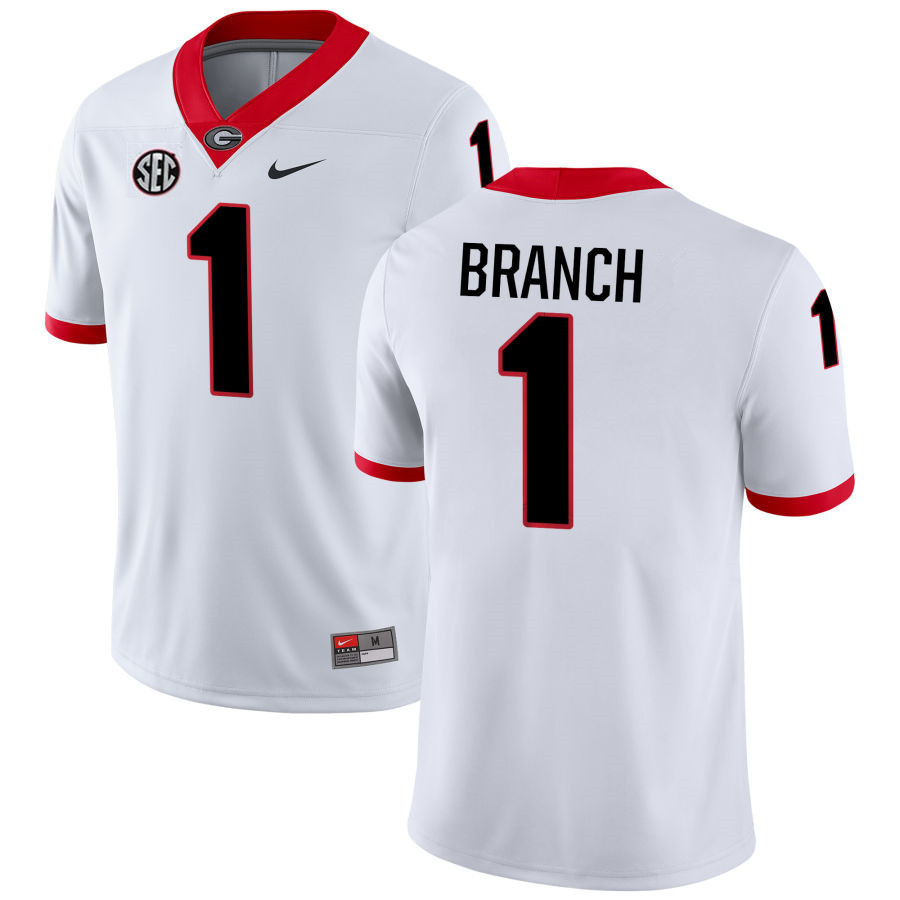 Georgia Bulldogs #1 Zachariah Branch White College Football Game Jersey