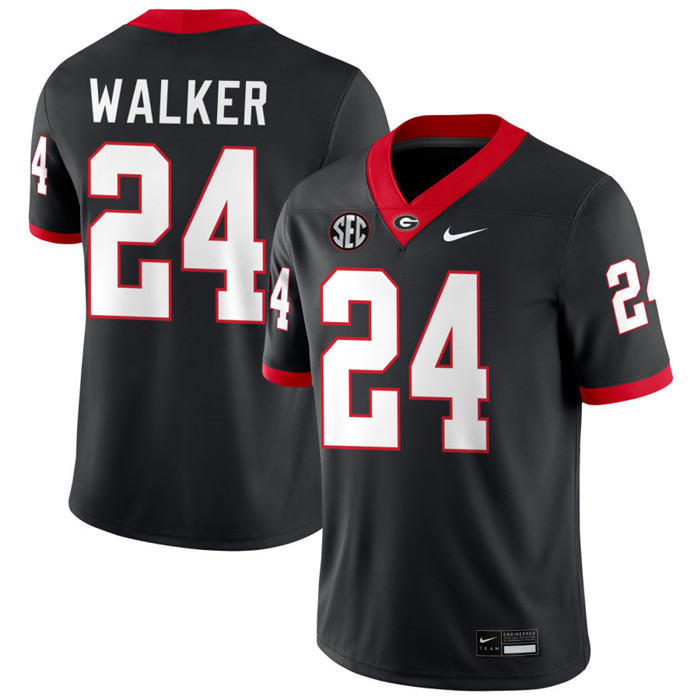 Georgia Bulldogs #24 Bo Walker Black College Football Game Jersey