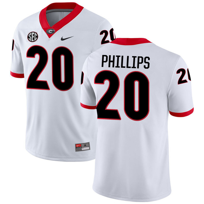 Georgia Bulldogs #20 Dwight Phillips jr. White College Football Game Jersey