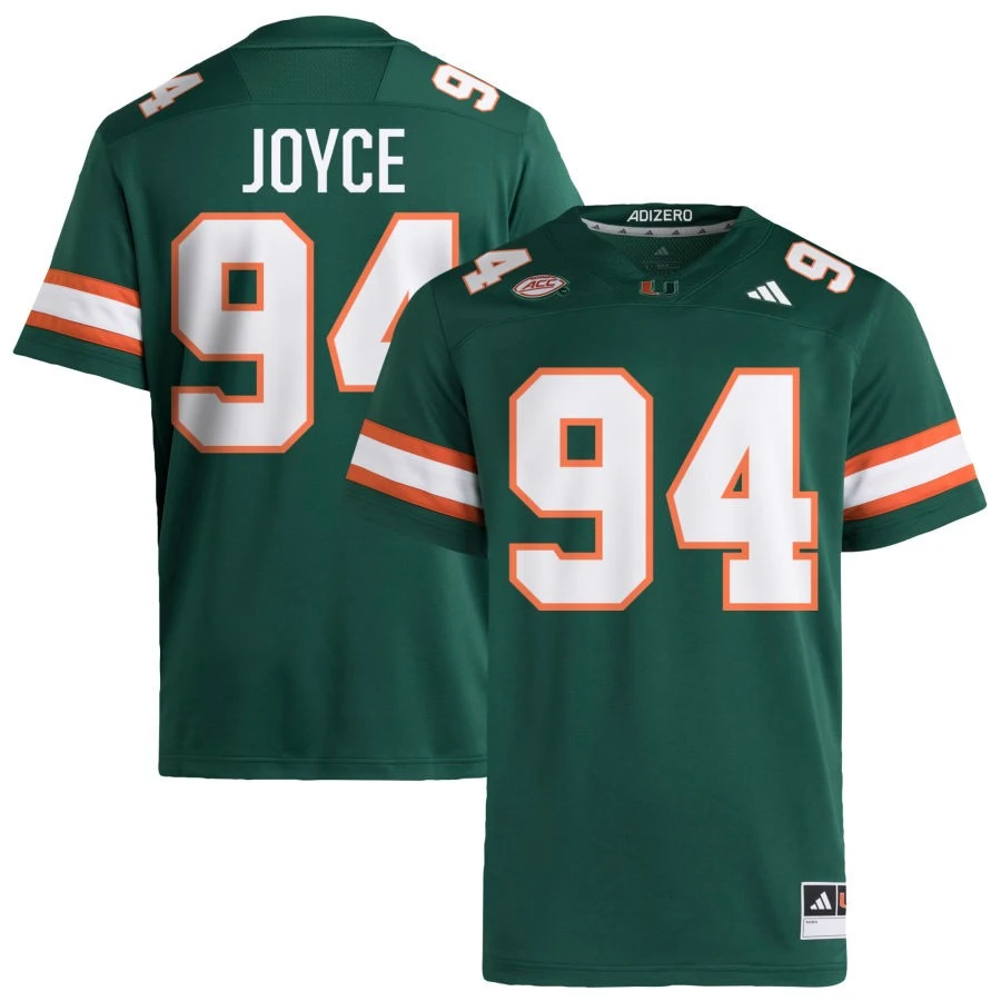 Miami Hurricanes #94 Dylan Joyce 2025 Green Football Game Jersey