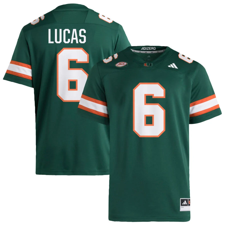 Miami Hurricanes #6 Xavier Lucas 2025 Green Football Game Jersey