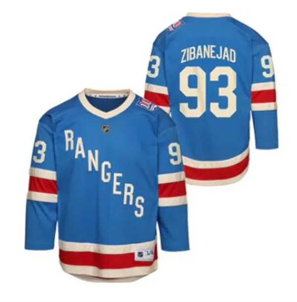 Youth New York Rangers #93 Mika Zibanejad 100th Anniversary Centennial Jersey