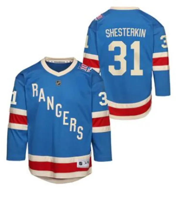 Youth New York Rangers #31 Igor Shesterkin 100th Anniversary Centennial Jersey