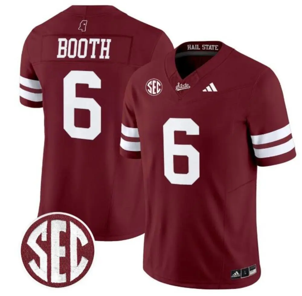 Mississippi State Bulldogs #6 Davon Booth 2025 Maroon Football Game Jersey