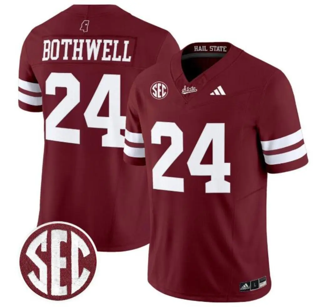 Mississippi State Bulldogs #24 Fluff Bothwell 2025 Maroon Football Game Jersey