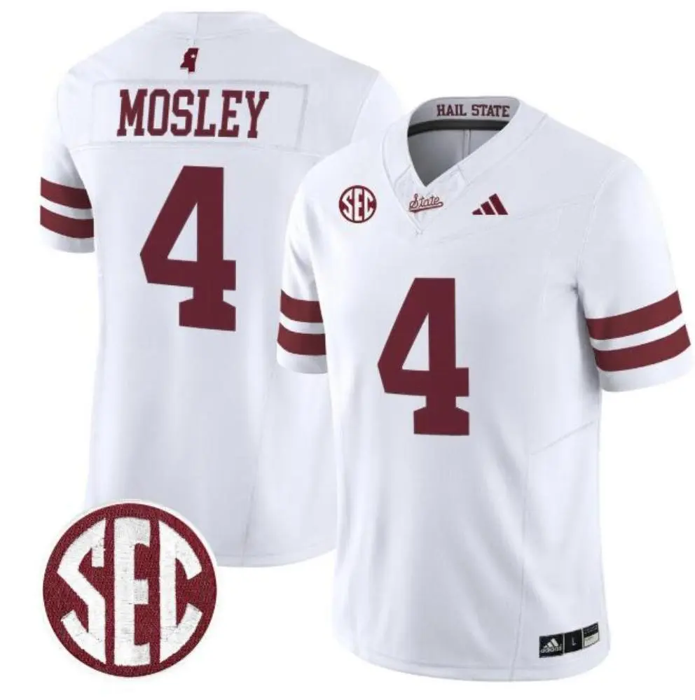 Mississippi State Bulldogs #4 Jordan Mosley 2025 White Football Game Jersey