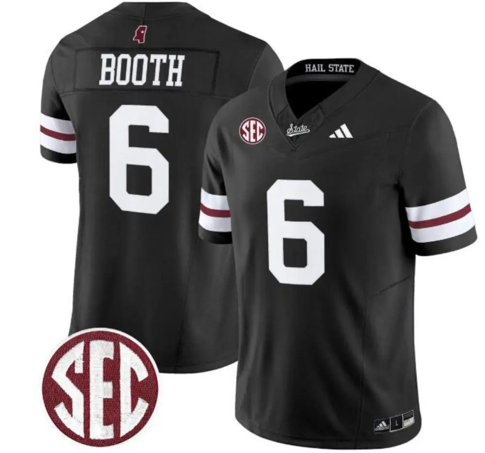 Mississippi State Bulldogs #6 Davon Booth 2025 Black Football Game Jersey