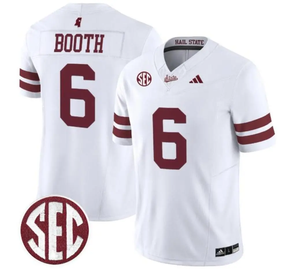 Mississippi State Bulldogs #6 Davon Booth 2025 White Football Game Jersey