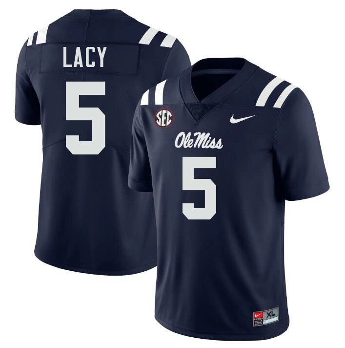 Ole Miss Rebels #5 Kewan Lacy Navy College Football Game Jersey